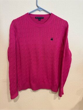 Brooks Brothers Women's Magenta Cable Knit Crewneck Sweater—Size L